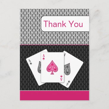 pink 3 aces vegas wedding Thank You cards