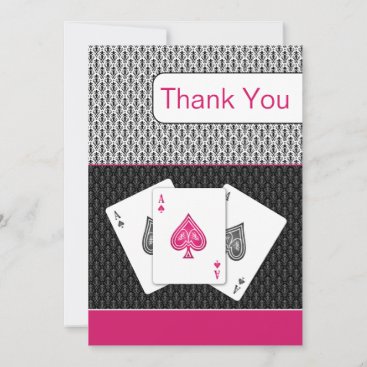 pink 3 aces vegas wedding Thank You cards