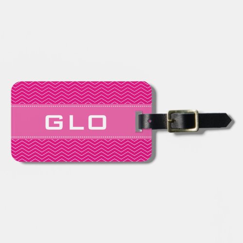 Pink 3 letter monogram luggage tag for women