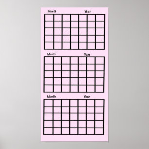 Pink 3 Month Calendar Poster