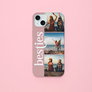 Pink 3 Photos Best Friends Besties Editable Color iPhone 15 Plus Case