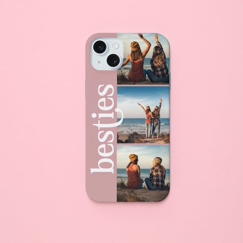 Pink 3 Photos Best Friends Besties Editable Color  iPhone 15 Plus Case