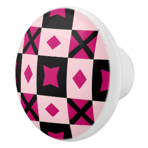 Pink 3 tone checkered door pull