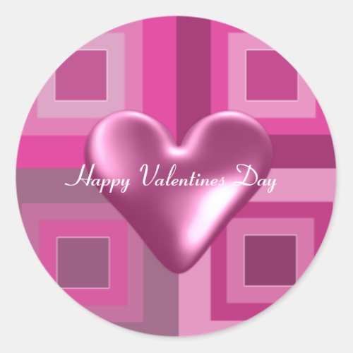 Pink 3D Heart for Valentines Day Classic Round Sticker