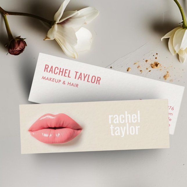 Pink 3D Lips Modern Professional  Mini Business Card (Creator Uploaded)