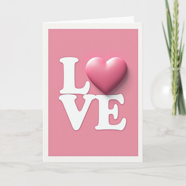 Pink 3D Love Valentines Card (Front)
