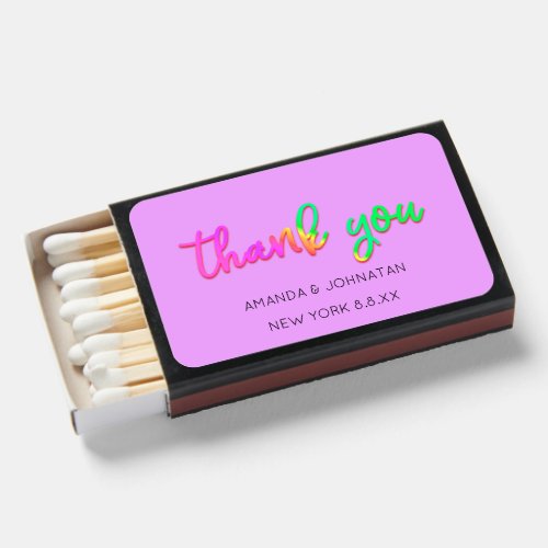 Pink 3D Thank You Script Name Sweet 16th Birthday Matchboxes