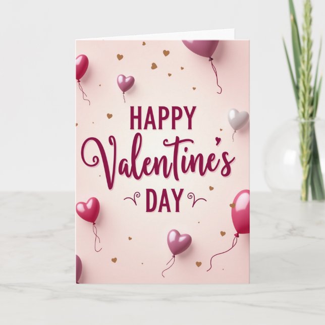 Pink 3D Valentines Day Card For Love (Front)