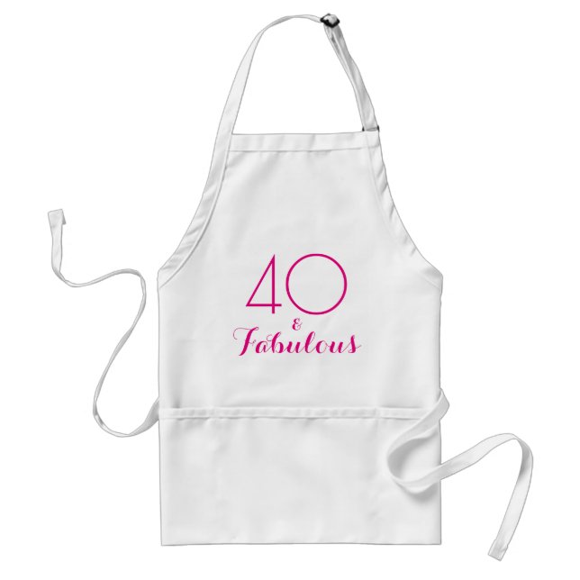 Pink 40 and Fabulous Typography Adult Apron (Front)
