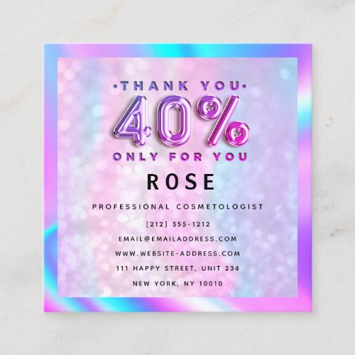 Pink 40 Off Discount Logo Holograph Appointment