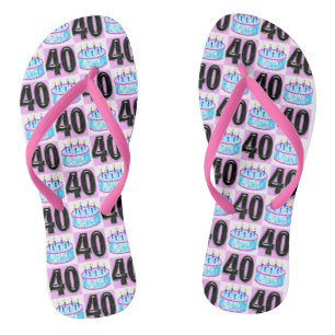 PINK 40TH BIRTHDAY CAKE FLIP FLOPS
