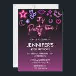 Pink 40th birthday invitations Modern Neon Light<br><div class="desc">Pink 40th birthday invitations Modern Neon Light</div>