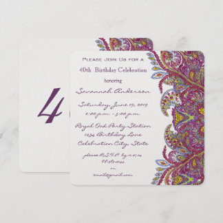 Pink 40th Birthday Party Invitations