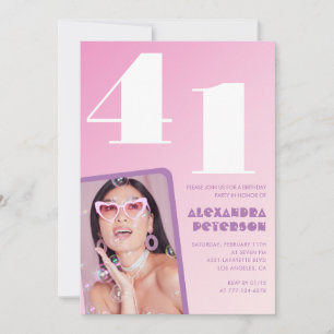 Pink 41st birthday invitations Retro Photo