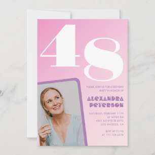 Pink 48th birthday invitations Retro Photo