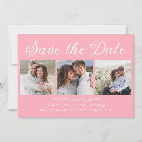 Pink 4_Photo 2 Sided Wedding Save Date  Save The Date