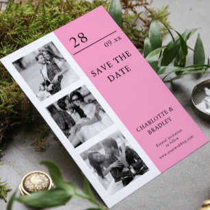 Pink 4 Photo Modern Wedding Save The Date