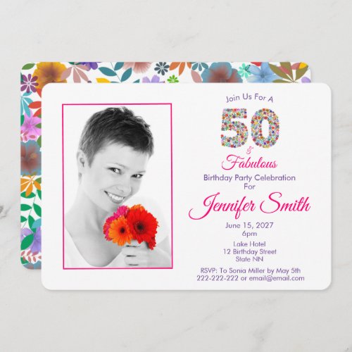 Pink 50 and Fabulous 50th Birthday Celebration Invitation