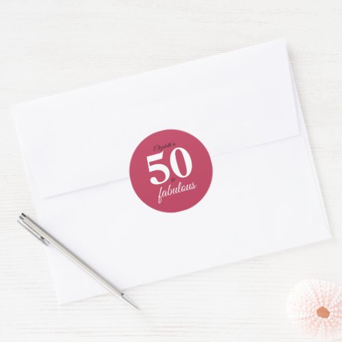 Pink 50 And Fabulous Birthday Classic Round Sticker