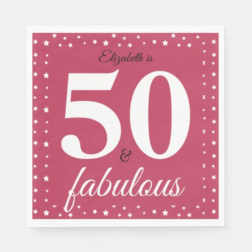Pink 50 And Fabulous Birthday Paper Napkin