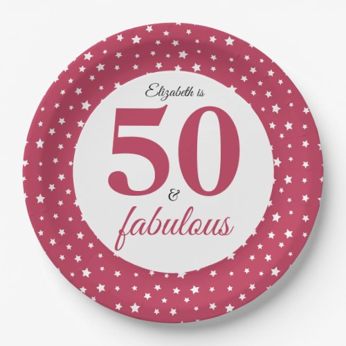 Pink 50 And Fabulous Birthday Paper Plates