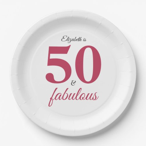 Pink 50 And Fabulous Birthday Paper Plates