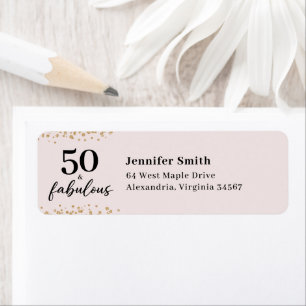 Pink 50 and Fabulous Birthday Party Label