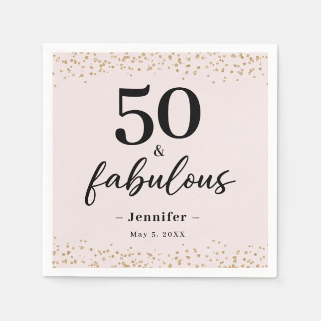 Pink 50 and Fabulous Birthday Party Napkins (Front)