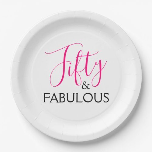 Pink 50 and Fabulous Birthday Party Paper Plates