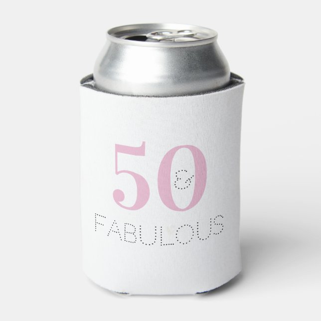 Pink 50 and Fabulous Chic Birthday Can Cooler (Can Front)