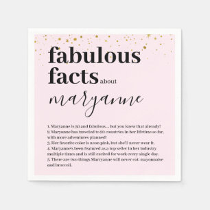 Pink 50 and Fabulous Fun Fact Birthday Party Napkins
