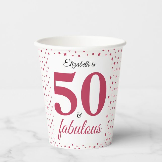 Pink 50 And Fabulous  Paper Cups (Front)