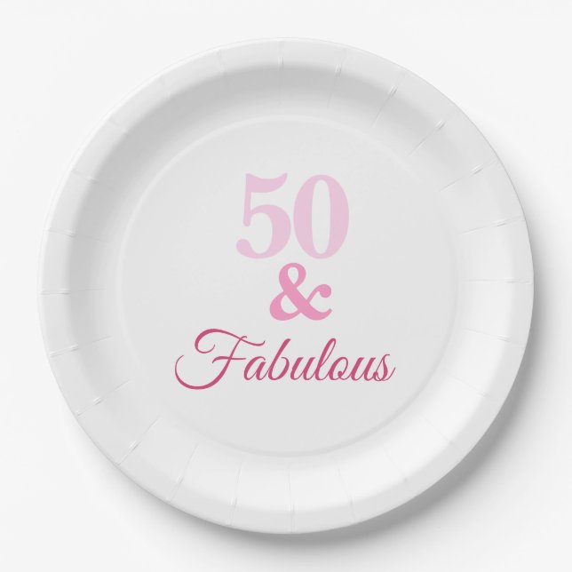 Pink 50 and Fabulous Paper Plate (Front)