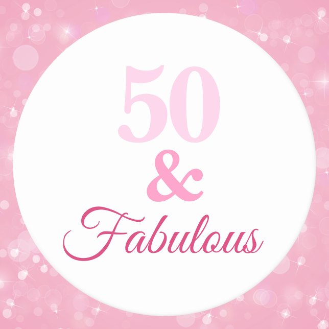 Pink 50 and Fabulous Party Round Paper Coaster (Creator Uploaded)