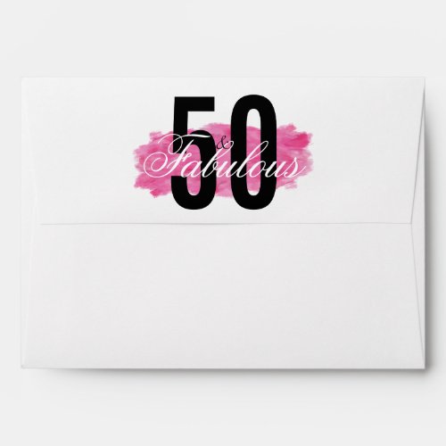 Pink 50 and Fabulous Watercolor Birthday Envelope