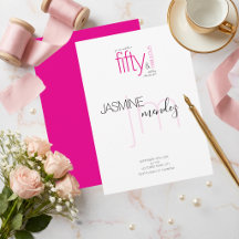 Pink 50 & Fabulous Monogram modern Birthday