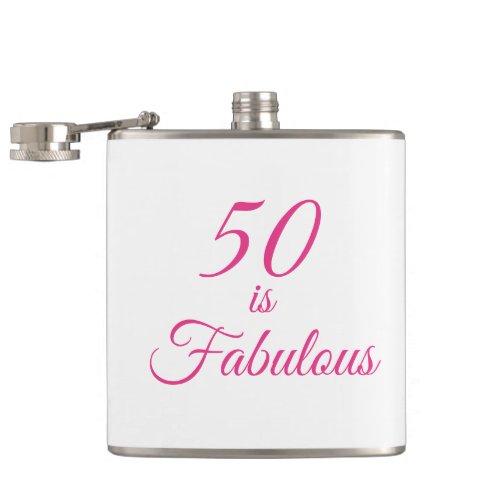 Pink 50 is Fabulous  Flask