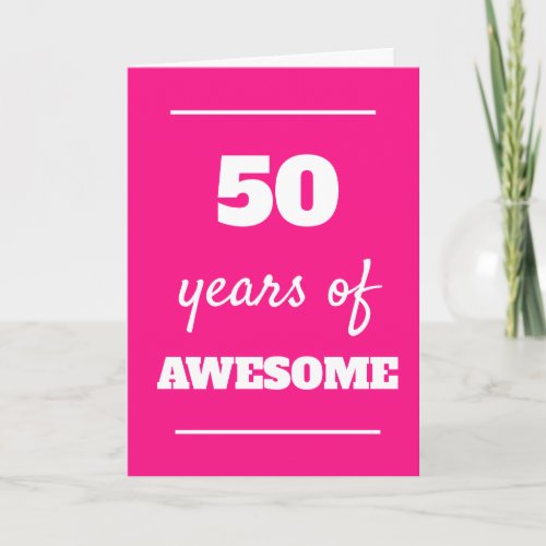 Pink 50th Birthday Card