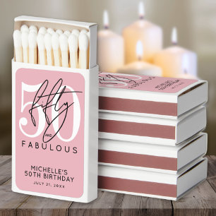 Pink 50th Birthday Party Matchboxes