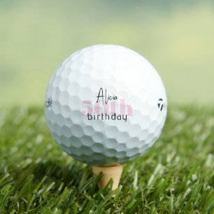 Pink 50th Birthday Personalized Taylor Made TP5 Golf Balls