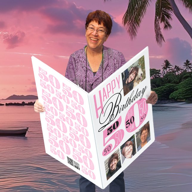 Pink 50th Birthday Photo Card (Creator Uploaded)