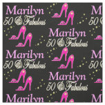 PINK 50TH BIRTHDAY SHOE QUEEN PERSONALIZED FABRIC