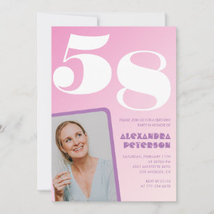 Pink 58th birthday invitations Retro Photo
