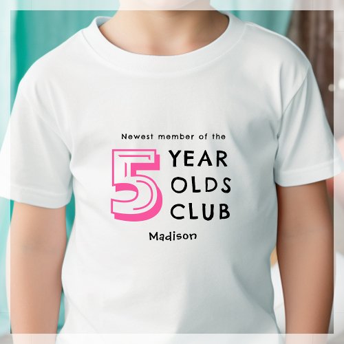 Pink  5th Birthday  Personalized T_Shirt