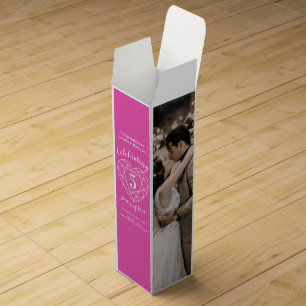 Pink 5th wedding anniversary Tourmaline photo Wine Box