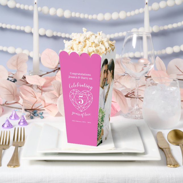 Pink 5th wedding anniversary Tourmaline two photos Favor Boxes (Wedding)