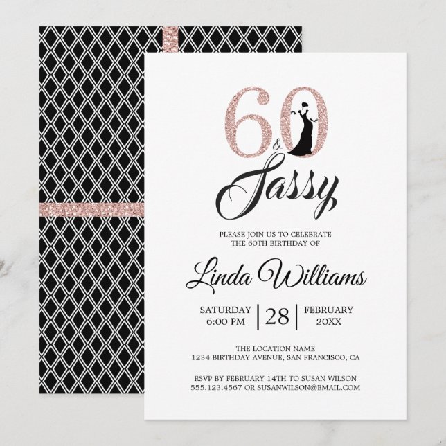 Pink 60 and Sassy | 60th Birthday Party Invitation (Front/Back)
