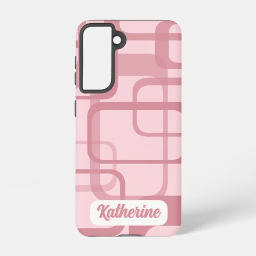Pink 60s 70s Abstract Pattern Name Samsung Galaxy S21 Case