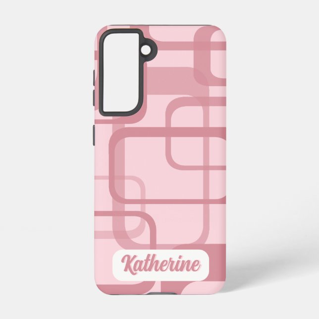 Pink 60's 70's Abstract Pattern Name Samsung Galaxy Case (Back)