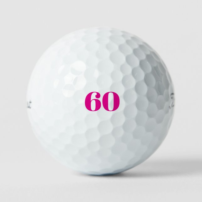 Pink 60th Birthday Generic Titleist Pro V1 Golf Balls (Front)
